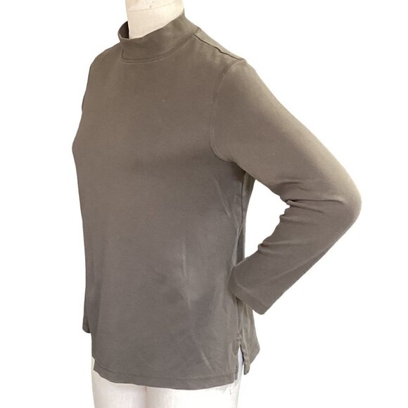 Peruvian Connection Pima Cotton Mock Neck Top Women's Sz M Khaki Brown 6F - Picture 3 of 7